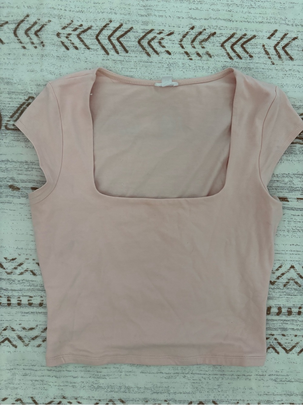 Garage Blush Pink Square-Neck Crop Top